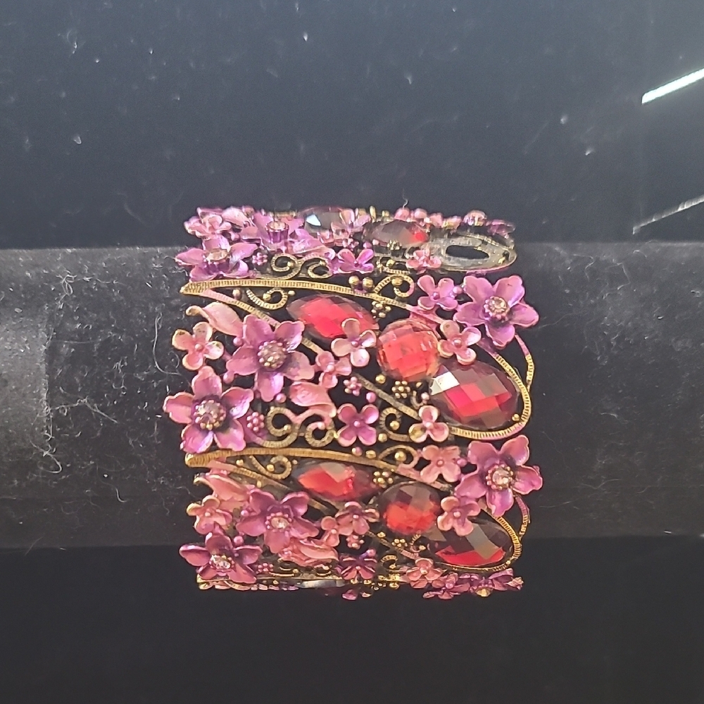 Floral Pink and Red Bracelet